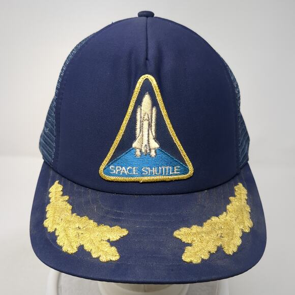 Space Shuttle Snapback Trucker Hat Blue One Size Mesh Back Speedway Vintage - Picture 2 of 10